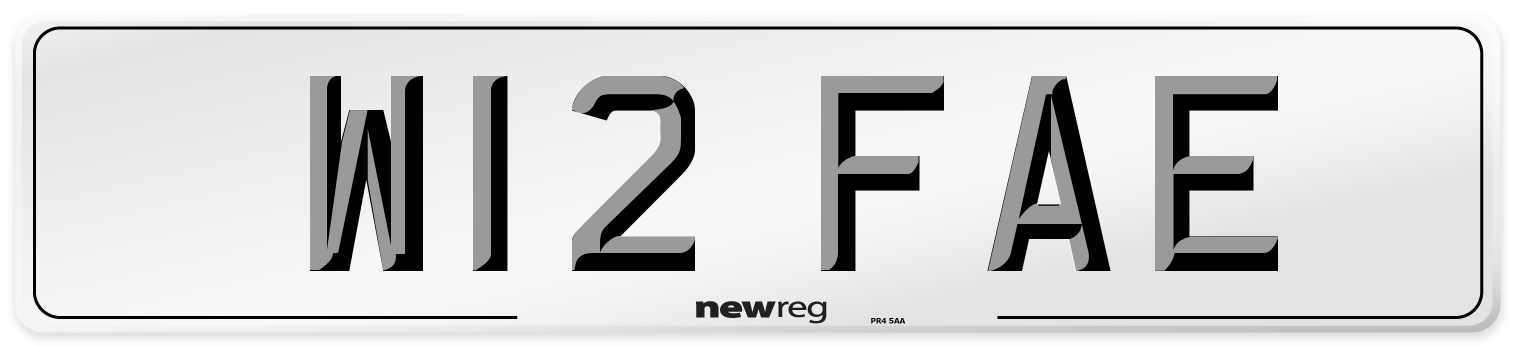 W12 FAE Number Plate from New Reg